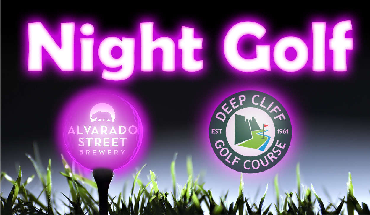 NIGHT GOLF HEADLINE OVER LOGOS OF CLUBTAILS AND DEEP CLIFF GOLF COURSE