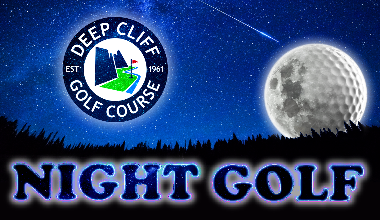Night Golf Headline with image of night sky where the moon is a golf ball